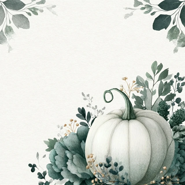 Watercolor Pumpkin and Leaves Illustration