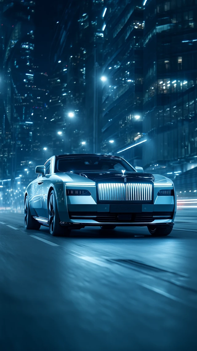 Rolls Royce Spectre in Futuristic City