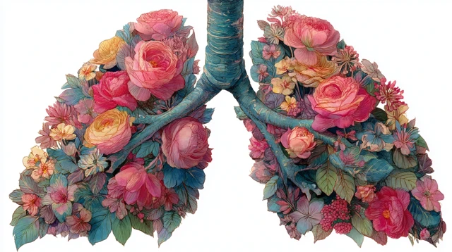 Floral Lungs Watercolor Art - Blooming Roses - Healing