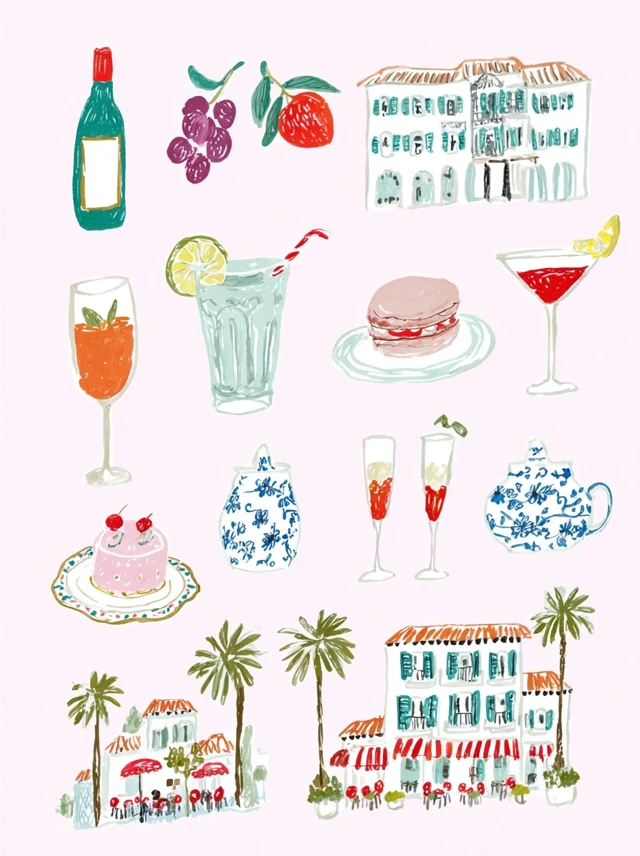 Hand Drawn Wedding Summer Europe Illustrations