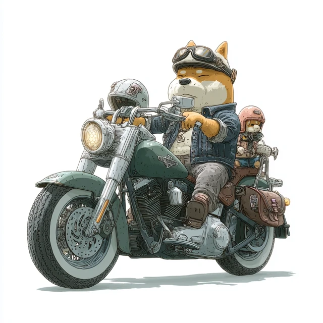 Shiba Inu Biker on Harley Davidson