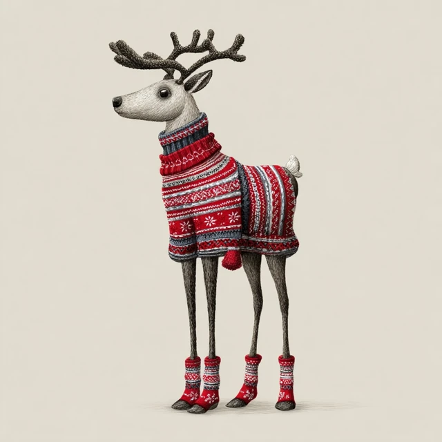 Christmas Reindeer Nordic Illustration Lowell Herrero