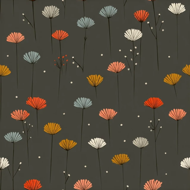 Minimalist Geometric Flower Seamless Pattern