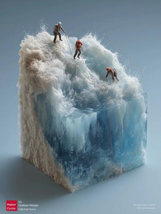 Glacier Climbing Thrilling Moment in 3D Art