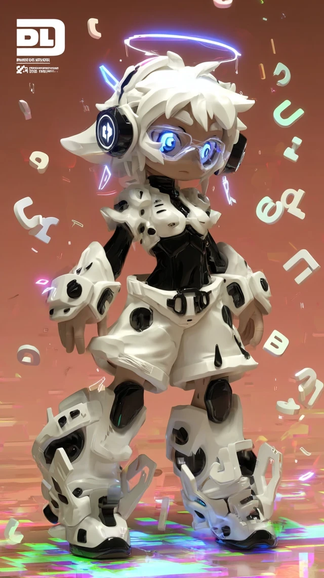 Chibi Robot Girl Glitch Art 3D