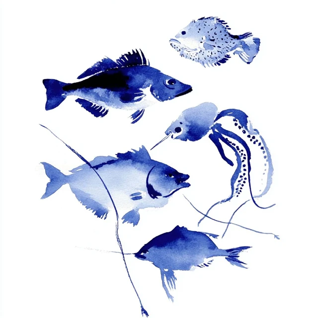 Watercolor Seafood Illustration Marine Life Study