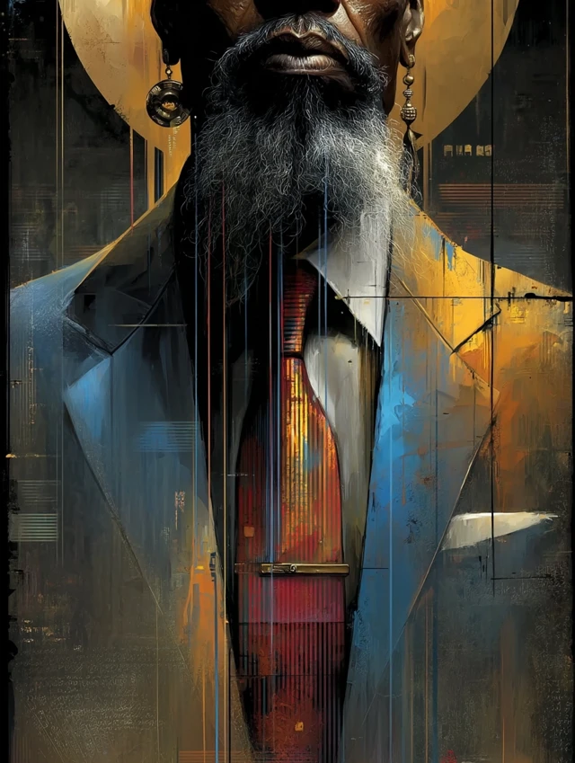 Fathers Day Art: Black Man with Beard and Tie
