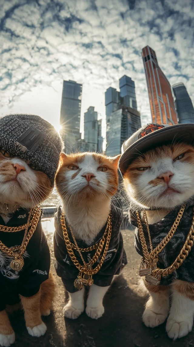 Rapper Cats in Moscow Urban Scene