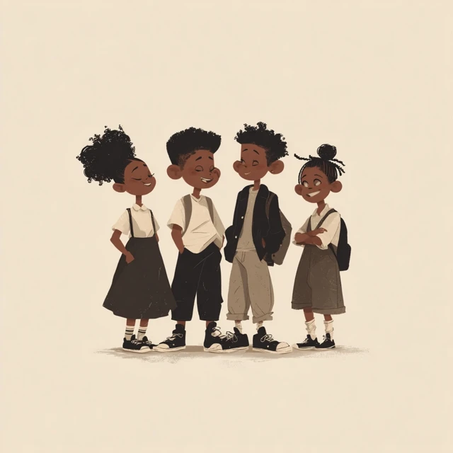 Black Children Standing Together