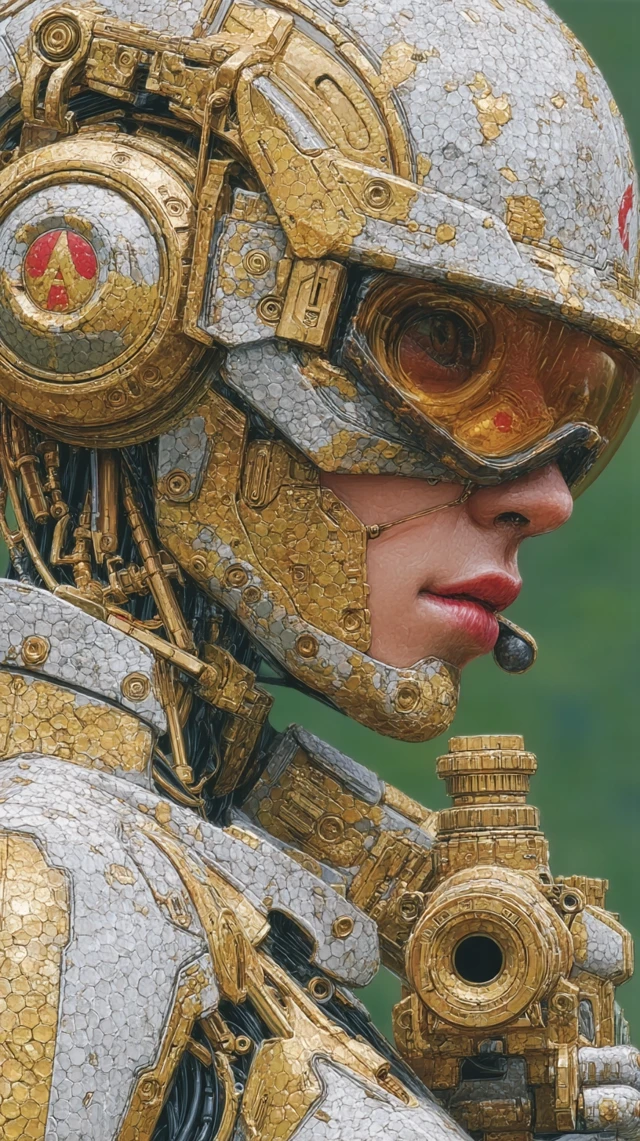 Sci-Fi Warrior in Military Style Outfit