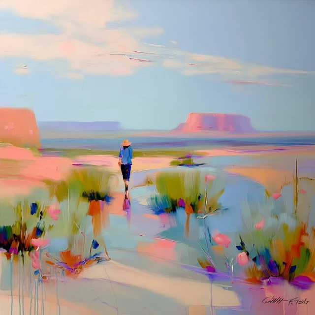 Abstract Southwest Desert Oil Painting by Helen Frankenthaler