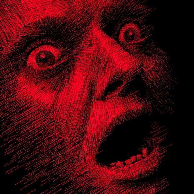 Horror Art Monstrous Face Red Scarlet