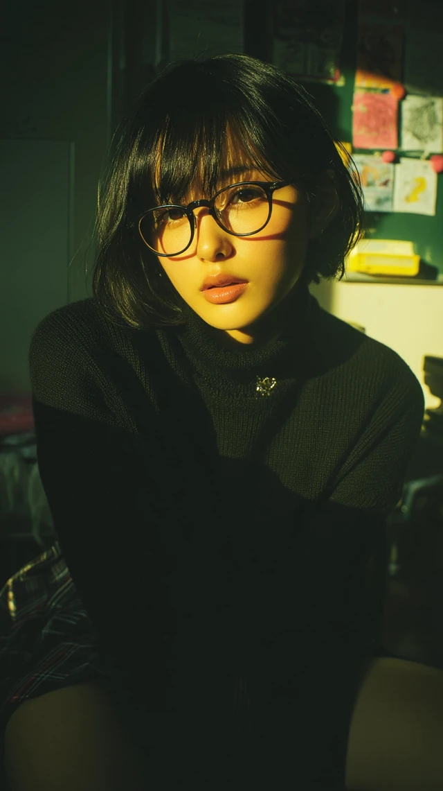 Japanese High School Girl in Classroom