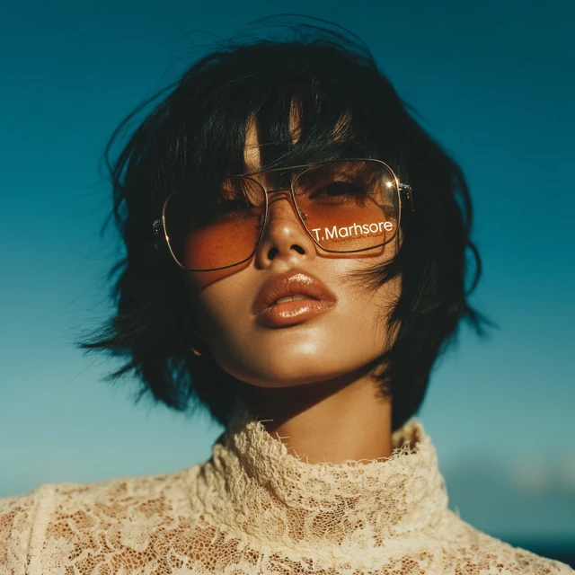 Vogue Style Photoshoot Beautiful Woman with Sunglasses