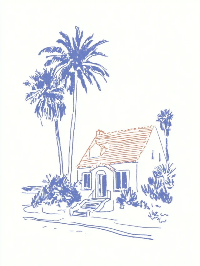 Beach House Sketch Coastal Illustration