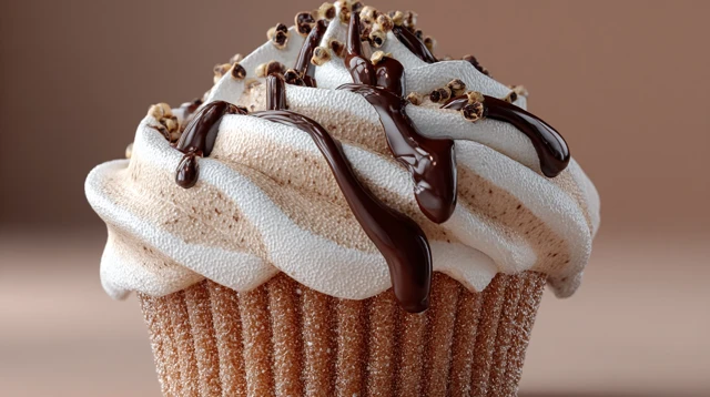 Hazelnut Ice Cream Cup with Chocolate Drizzle