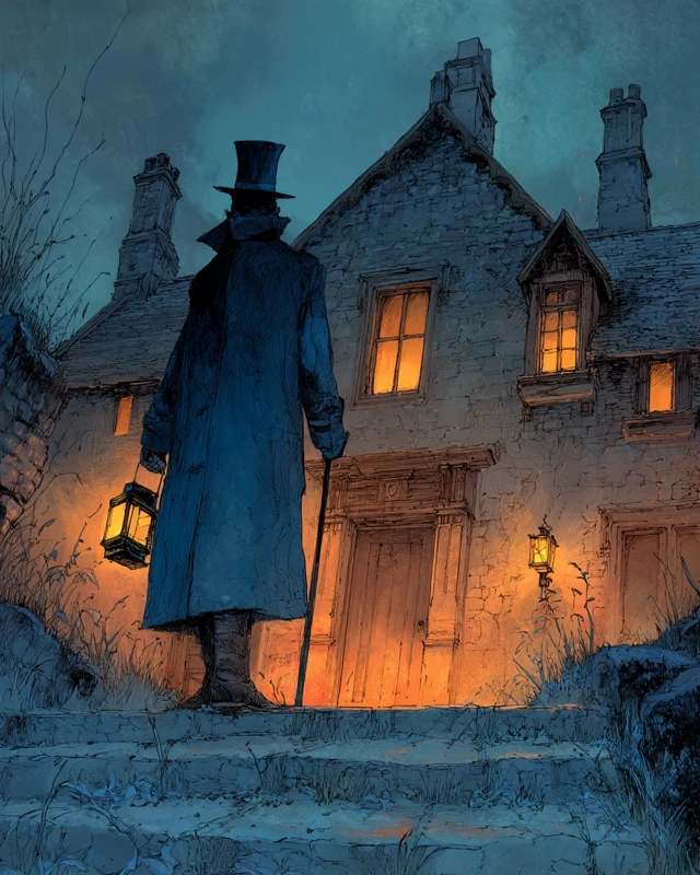 Sinister Coachman Manor House Illustration
