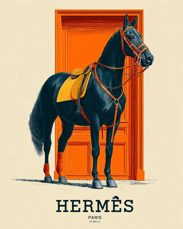Hermes Horse Advertisement Minimalist Graphic Illustration
