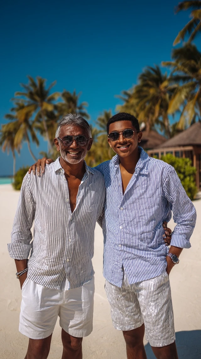 Father and Son Beach Photo Maldives
