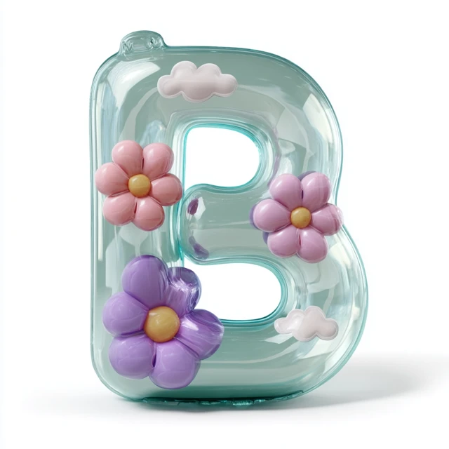 Inflatable Letter B with Flowers and Clouds Toy Aesthetic