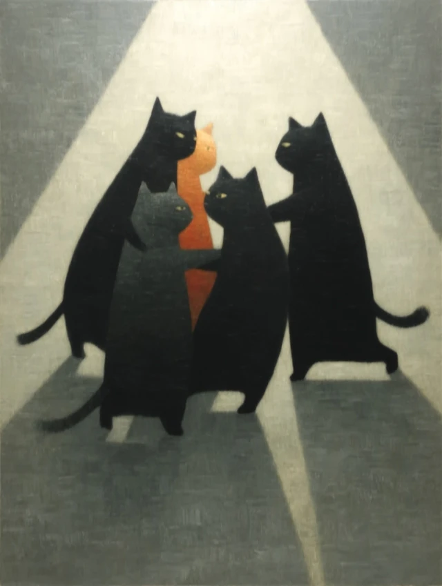 Dancing Cats in a Circle Dream Core Matisse Art