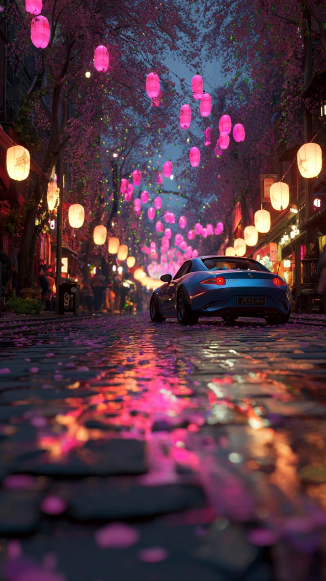 Cherry Blossom Car Ride at Twilight