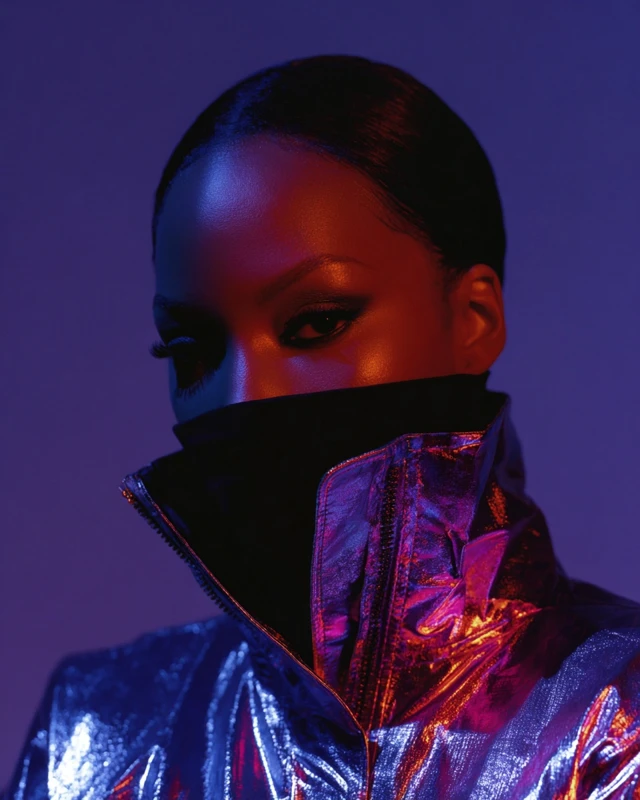Futuristic Fashion Editorial Chrome Anorak Jacket