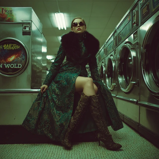 Haute Couture Fashion in a Retro Laundromat