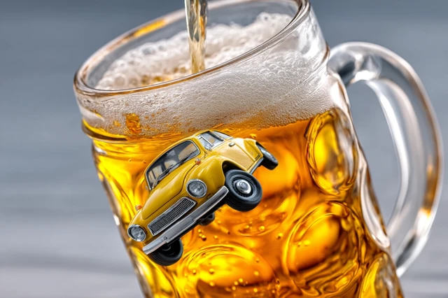 Car Falling into Beer Funny Photographic Closeup