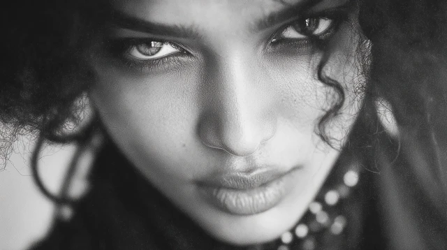 Gothic Indian Woman in Black Captivating Look