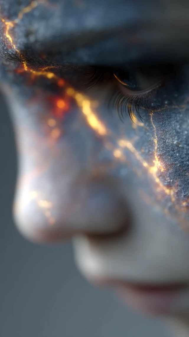 Humanoid Portrait Electric Veins Cosmic Surrealism