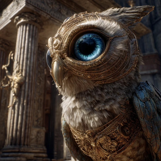 Cybernetic Owl with Glass Eye Epic Movie Still