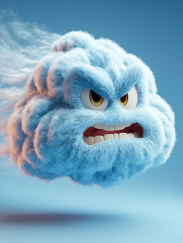 Pixar Style Cloud Villain 3D Render