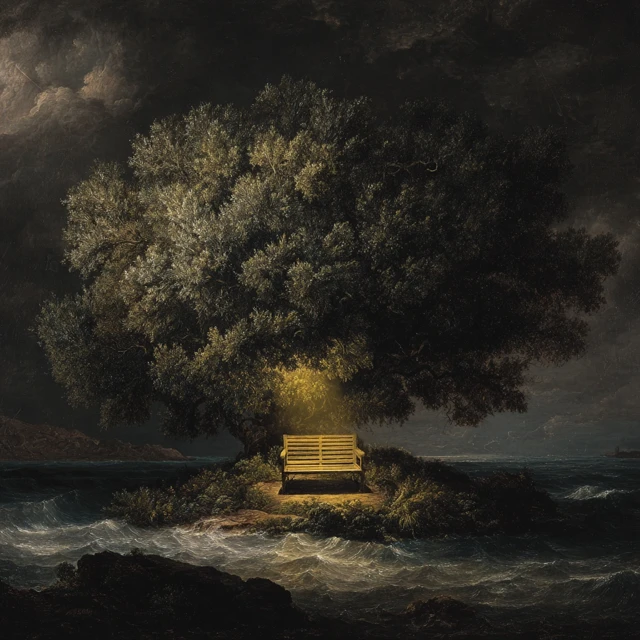 Lone Island Tree Oil Painting Art
