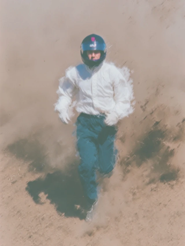 Racing Driver in White Gear Kodak Portra Photo