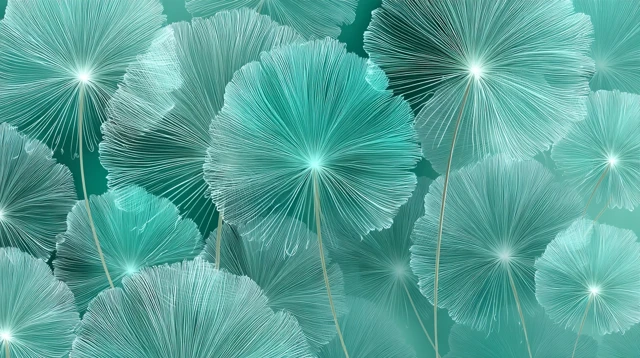 Abstract Dandelion Pattern Turquoise Teal Illustration