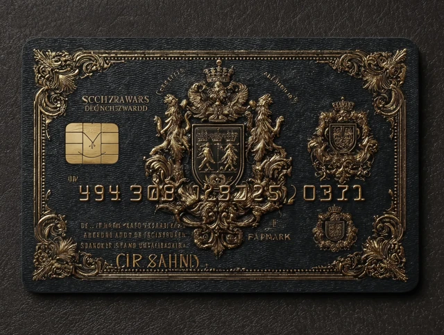 Luxury Black Metal Card with Gold Embossing Design