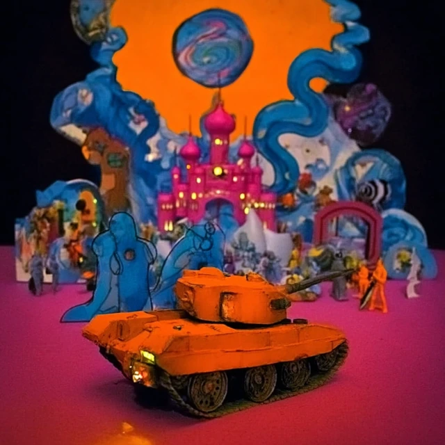 Claymation Fantasy War Miniature with Elves Tanks and Drones