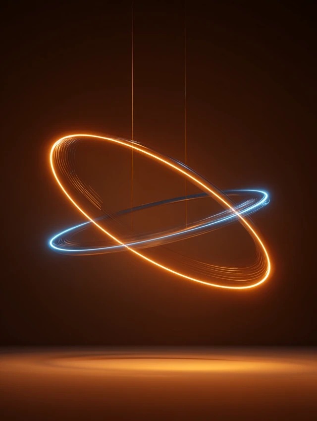 AI Core with Glowing Orbit Rings 3D Design