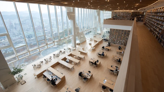 Modern Library Study Space Wide Angle Shot