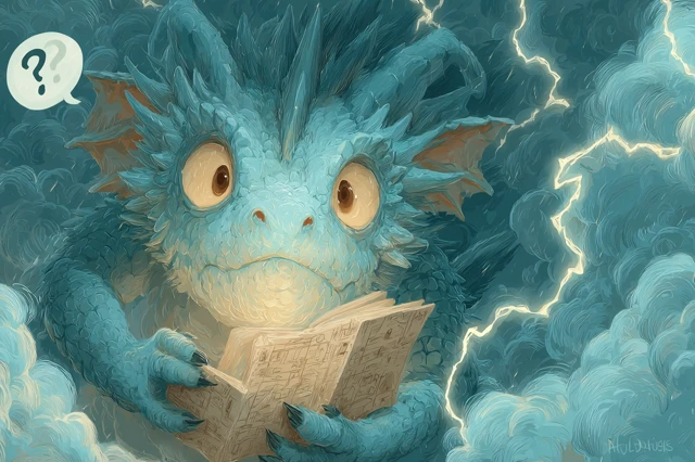 Lost Dragon in Stormy Sky Fantasy Art