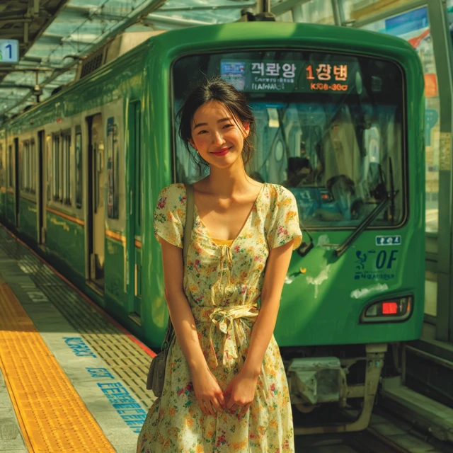 Smiling Korean Woman at Dangsan Station Seoul
