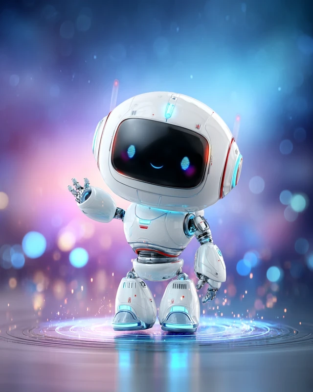 Friendly Cartoon Robot in Space