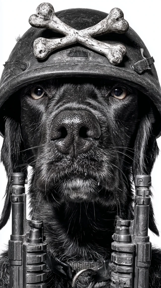 Military Dog Logo Angry Rottweiler with Guns