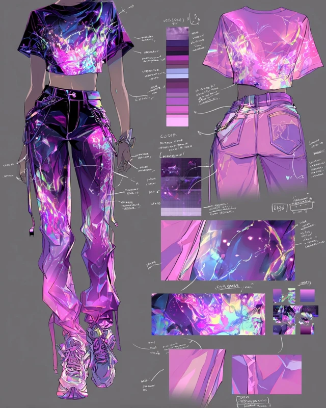 Retrowave Holographic Fashion Illustration