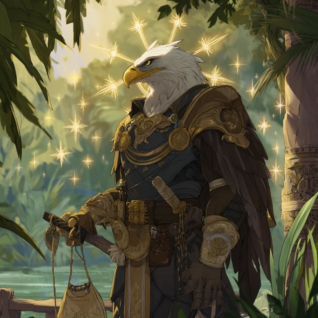 Humanoid Eagle Paladin in Jungle