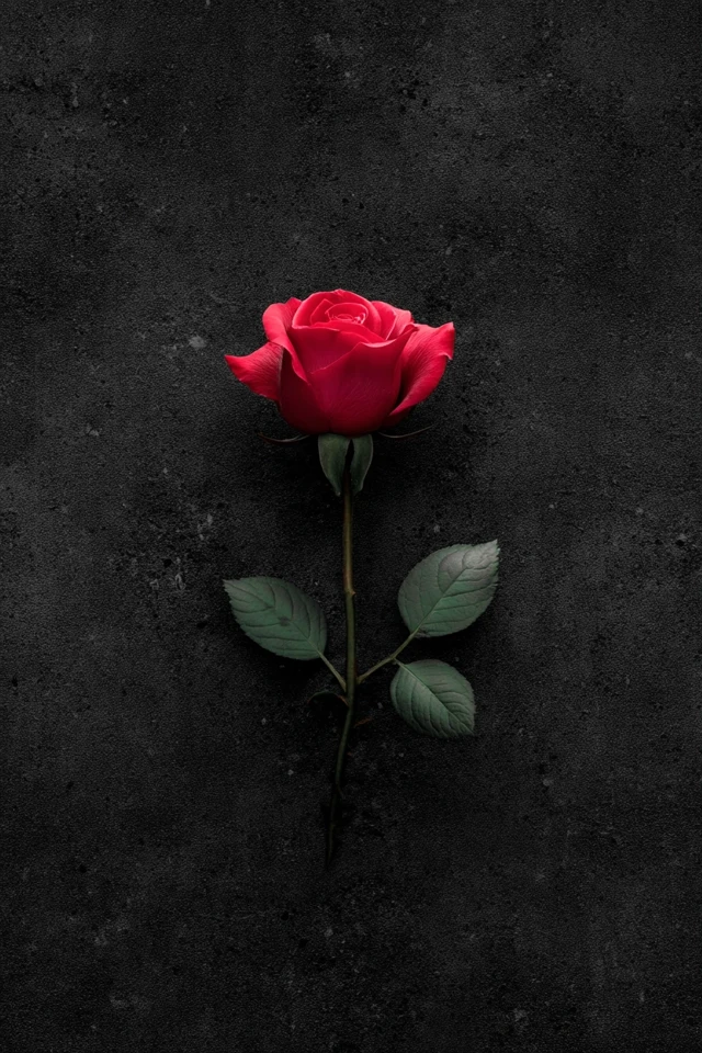 Red Rose on Black Wallpaper - Elegant Flower