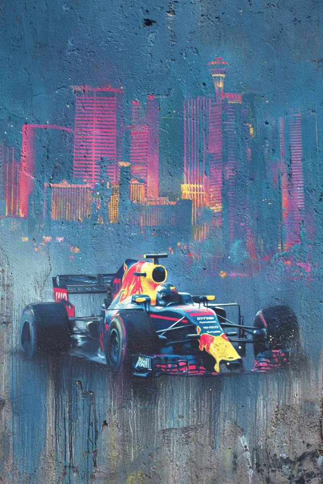 Banksy Formula 1 Racing in Las Vegas Graffiti Art