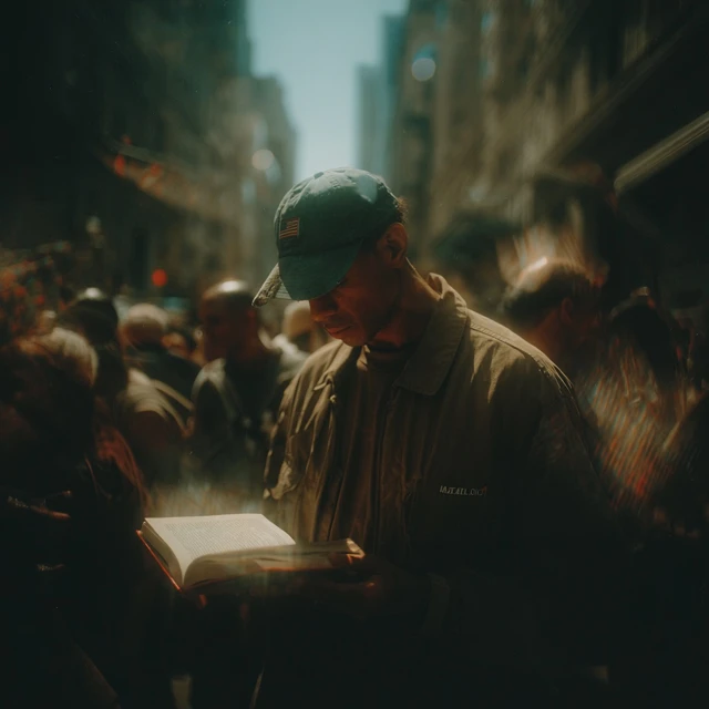 Hispanic Man Reading in NYC