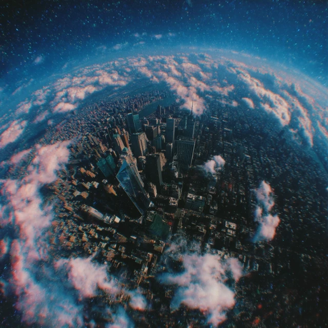 Surreal Cityscape 3D Rendered Panoramic View
